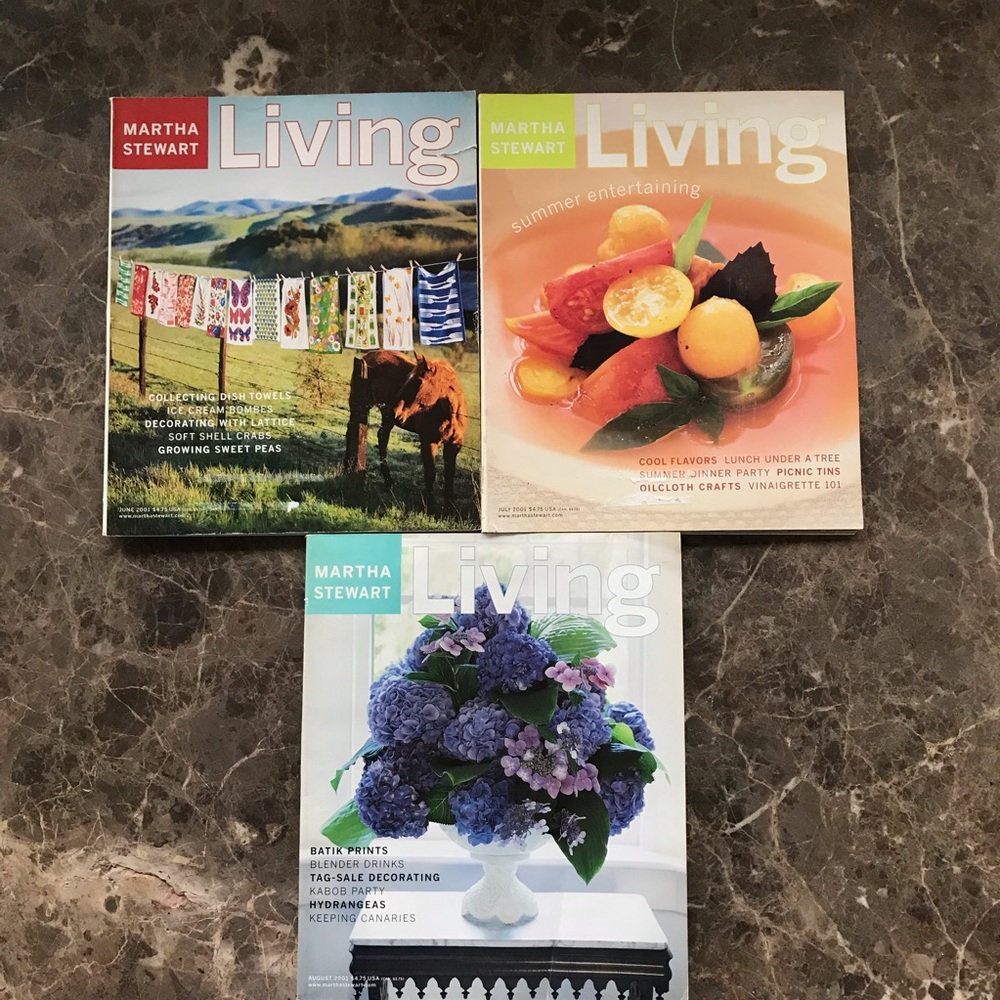 Martha Stewart Living Magazine 2001 June, July & August